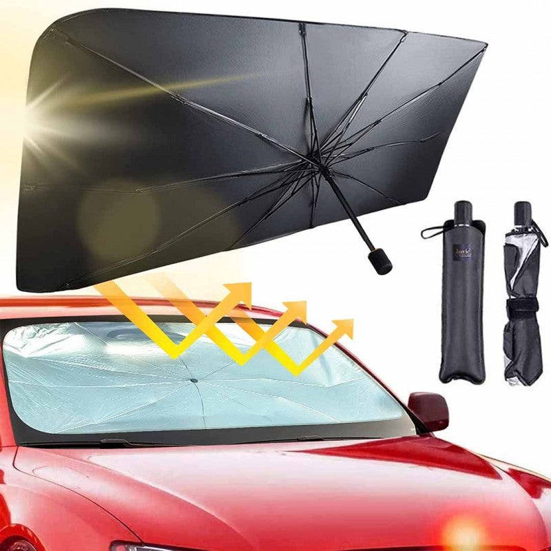 ( free home Delivery ) Universal Car Umbrella Sun Shade Cover for Windshield UV Reflecting Foldable Front Car Sunshade Umbrella