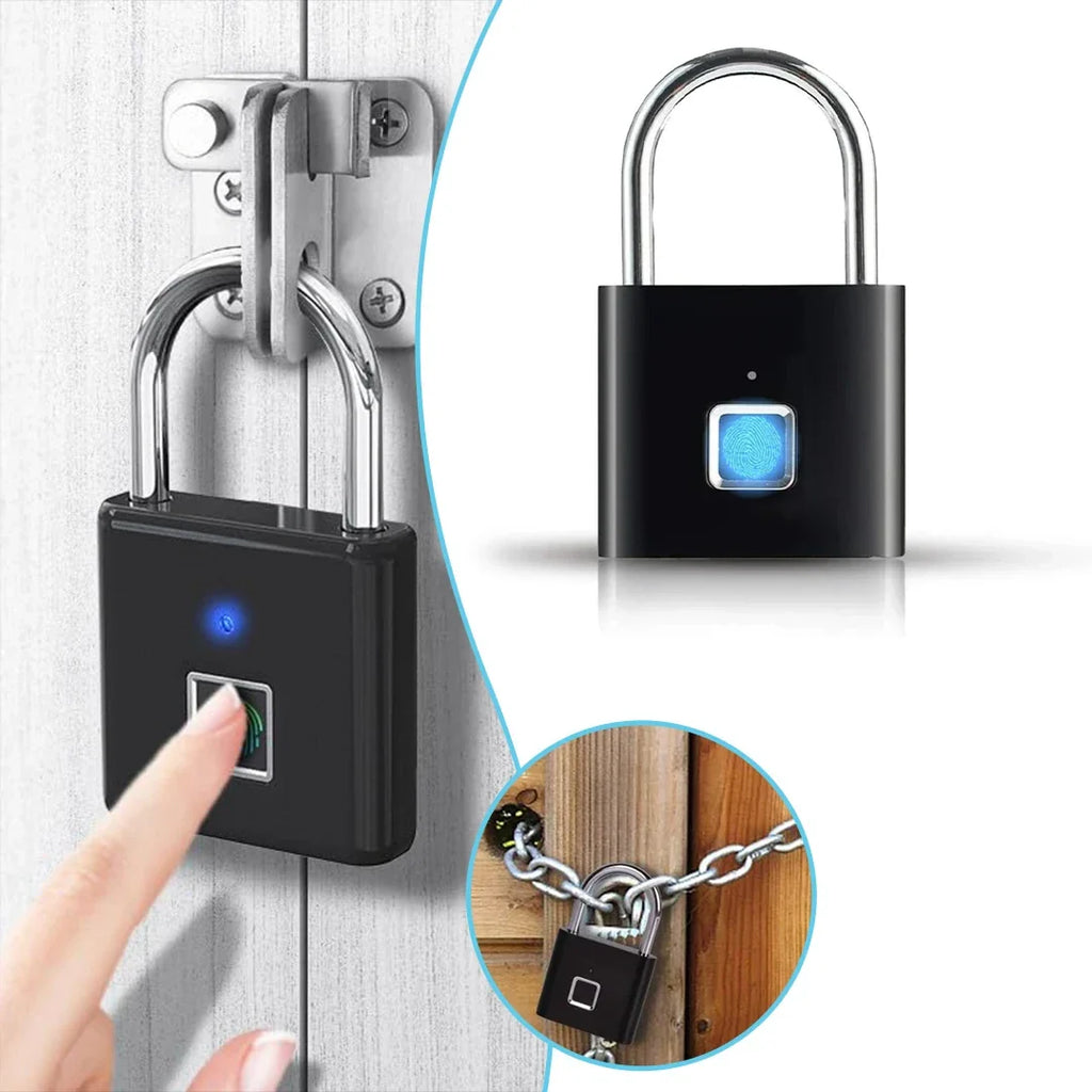 Smart Fingerprint Padlock Waterproof Biometric Fingerprint Lock USB Rechargeable