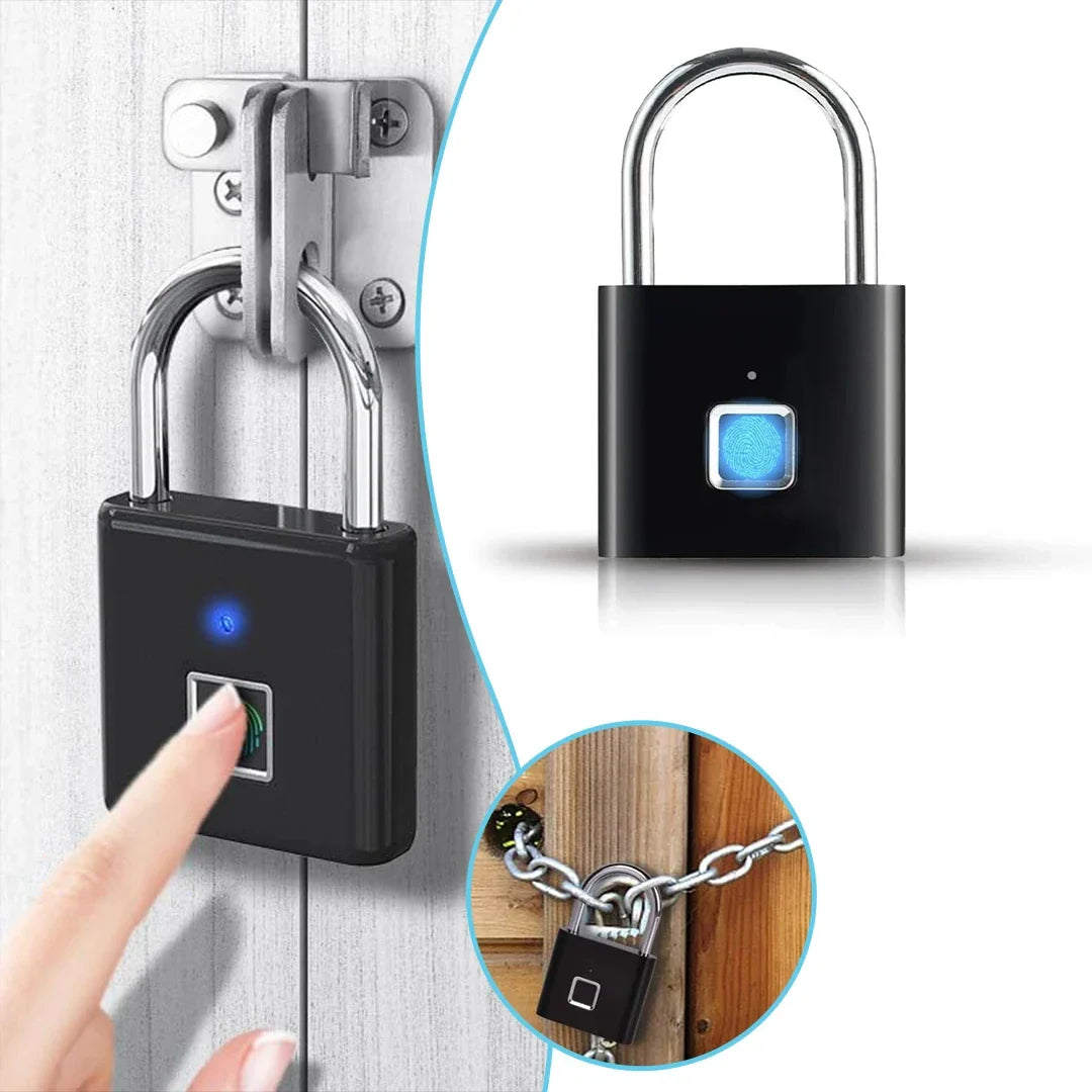 Smart Fingerprint Padlock Waterproof Biometric Fingerprint Lock USB Rechargeable