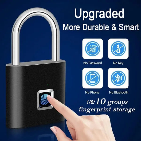 Smart Fingerprint Padlock Waterproof Biometric Fingerprint Lock USB Rechargeable