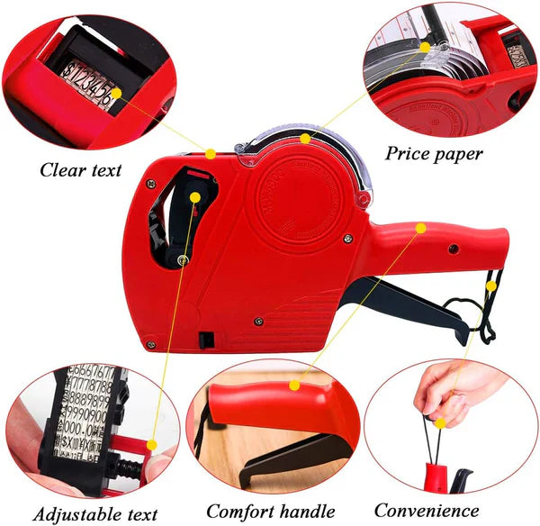Pricing Tag Gun | 8-Digit Label Gun with 5150 White Stickers & Extra Inkers Efficient, Accurate, and Ready for Your Retail Needs.