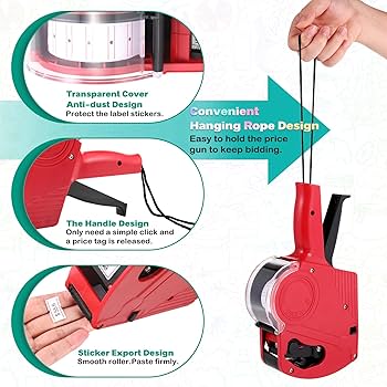 Pricing Tag Gun | 8-Digit Label Gun with 5150 White Stickers & Extra Inkers Efficient, Accurate, and Ready for Your Retail Needs.