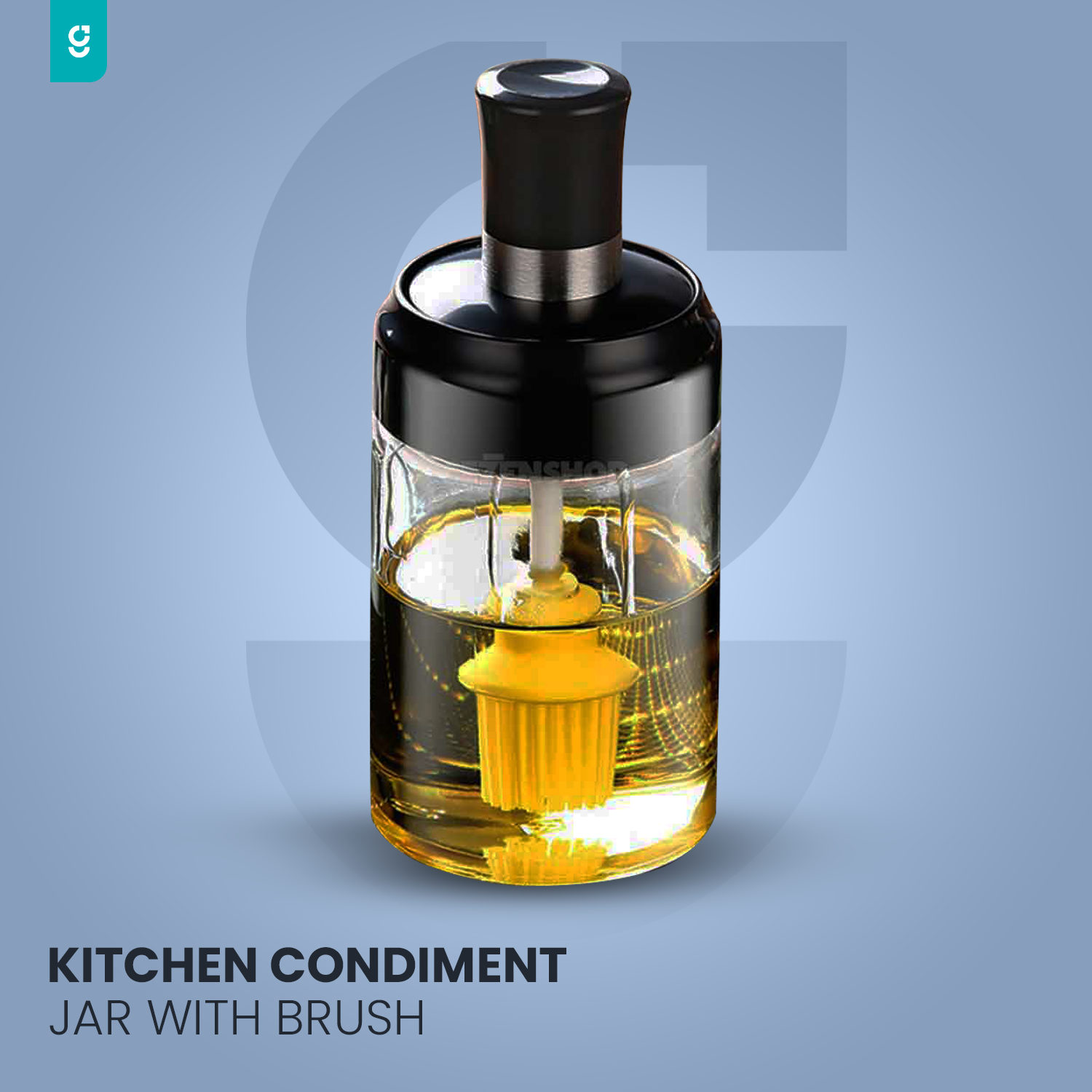 Kitchen Condiment Jar With Brush
