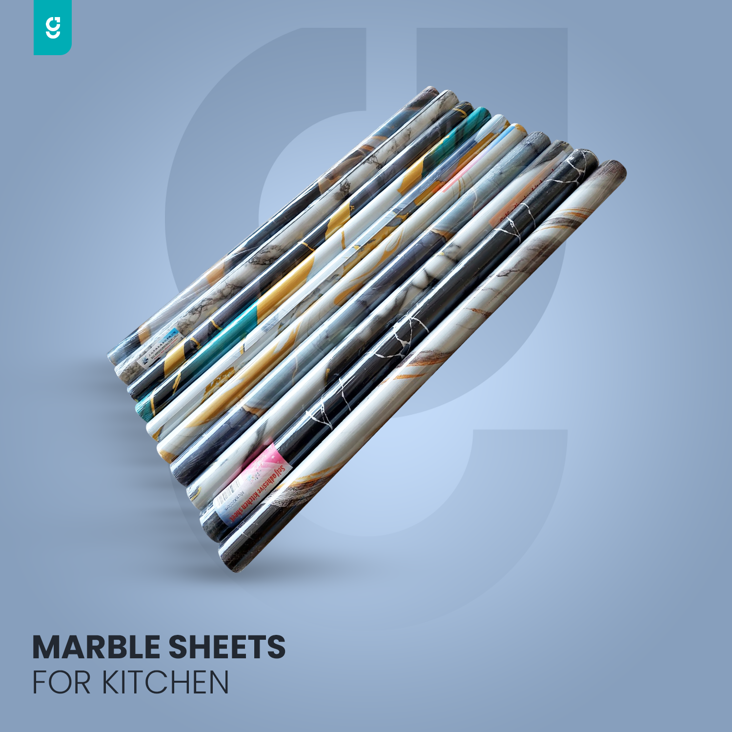 (Pack of 5) Self Adhesive White Marble Sheet for Kitchen / Waterproof Anti Oil & Heat Resistant Wallpaper Sheet (2 Feet x 6.5 feet)