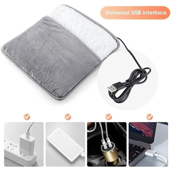USB Heated Foot Warmer – Soft Plush Electric Foot Heating Pad