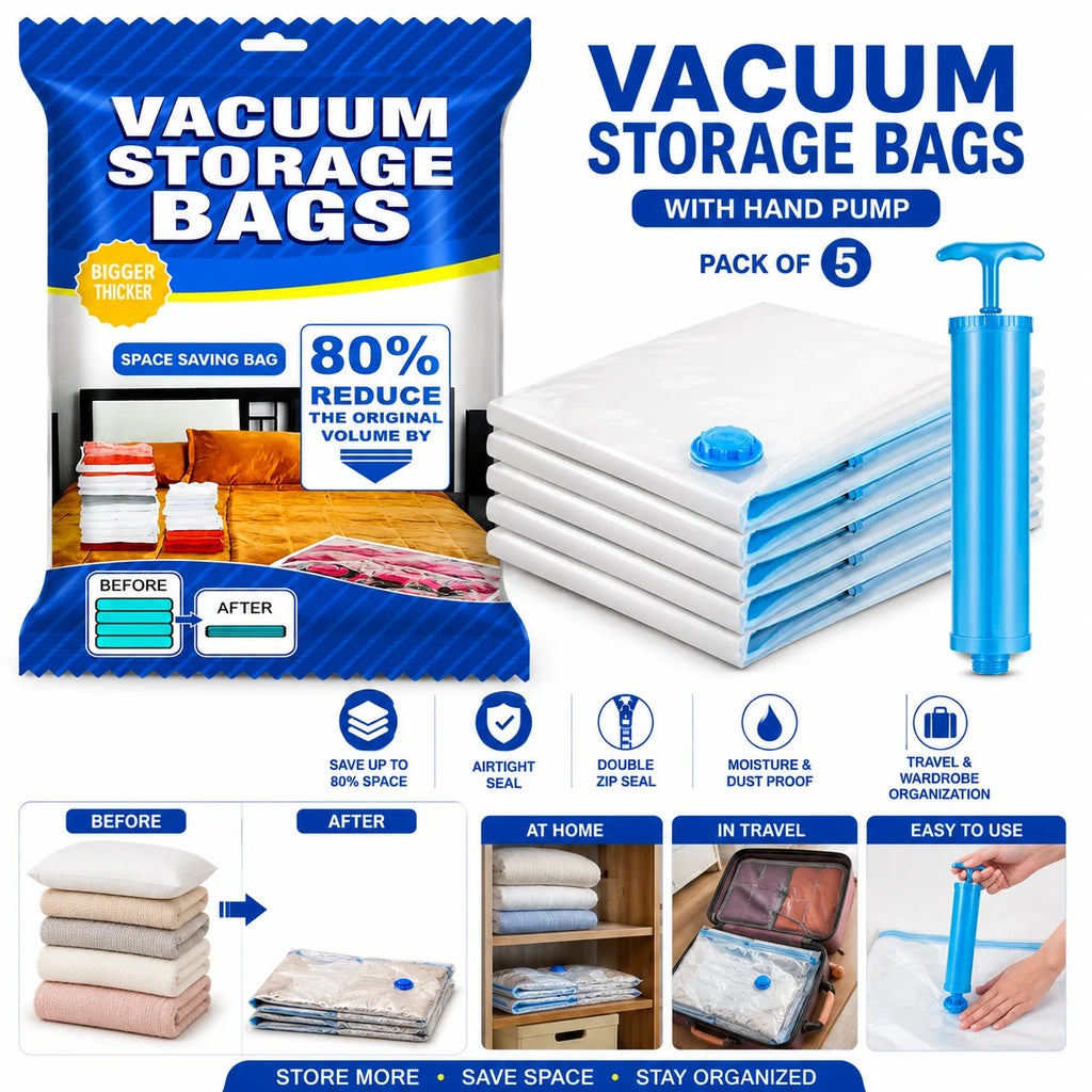5-Vacuum Storage Bags with Hand Pump