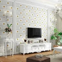 Premium 3D Self-Adhesive Wall Sheets – White & Gold Floral Pattern