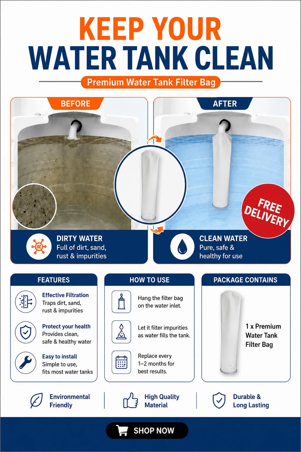 Premium Water Tank Filter Bag