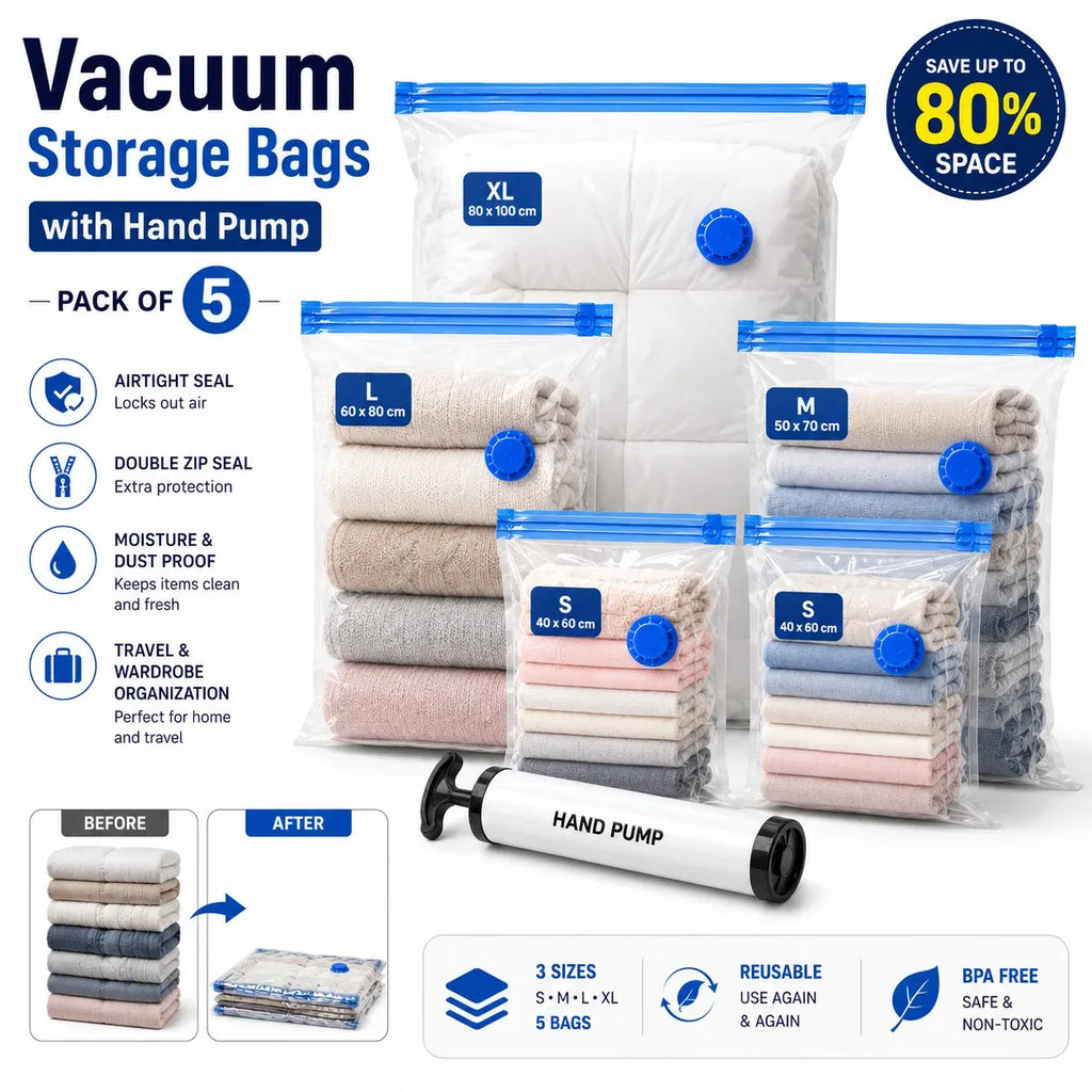5-Vacuum Storage Bags with Hand Pump