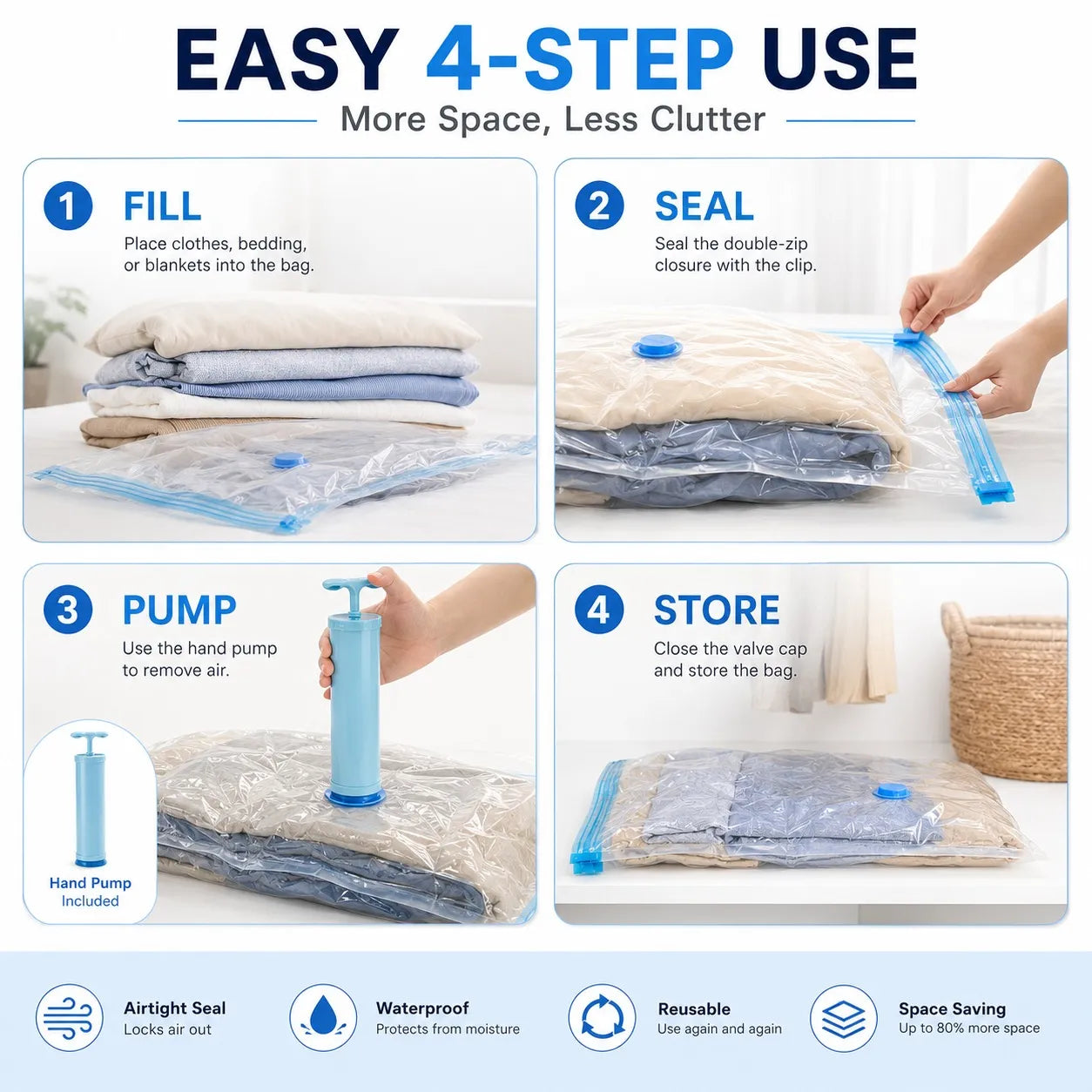 5-Vacuum Storage Bags with Hand Pump