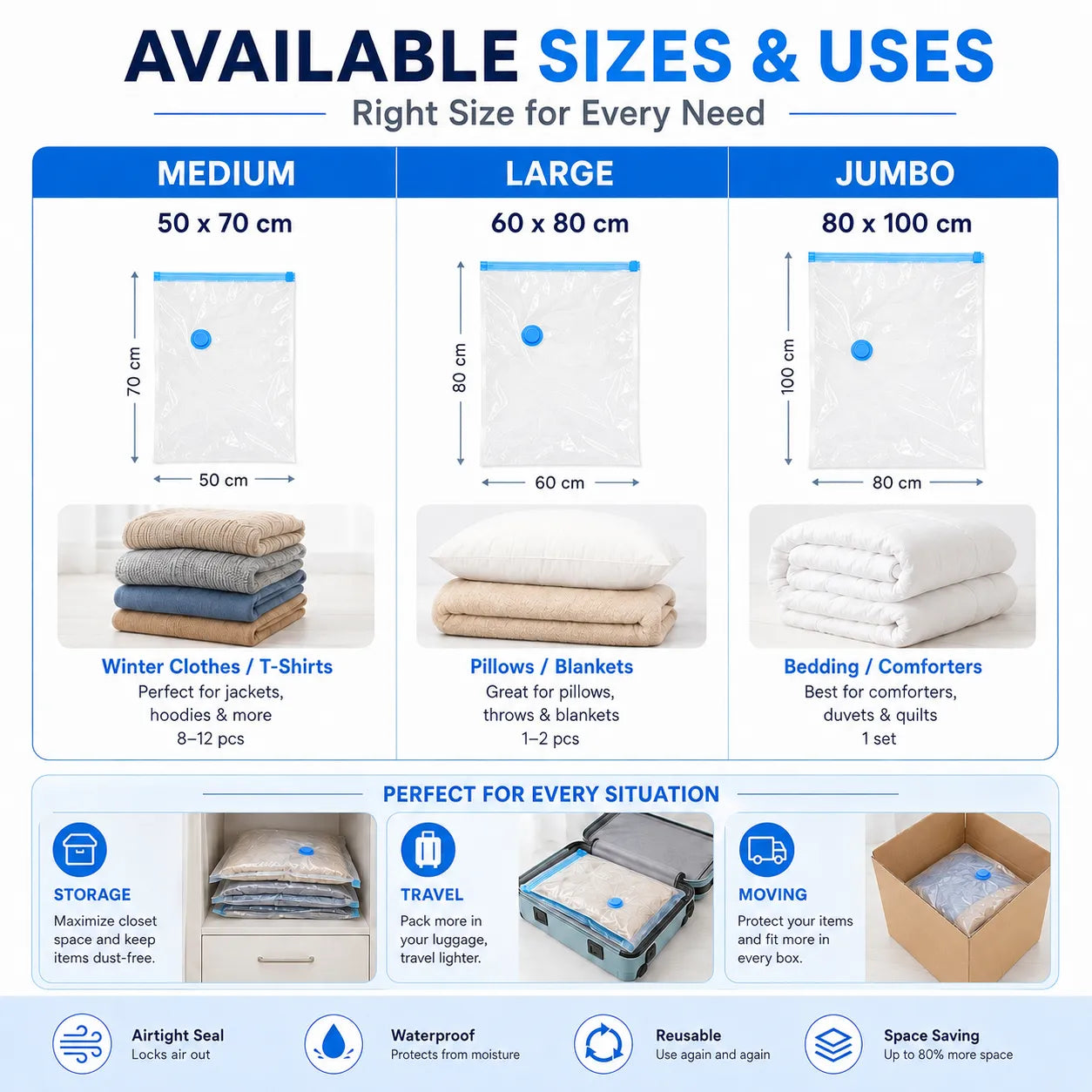 5-Vacuum Storage Bags with Hand Pump