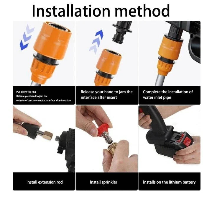 Rechargeable Lithium Electric Water Gun, Car Wash Water Gun, Power Car Washer, Portable Car Washer, 48HV, English Instruction Manual Included