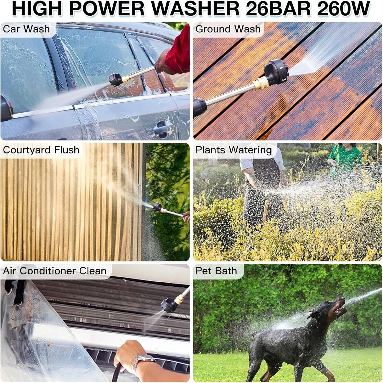 Rechargeable Lithium Electric Water Gun, Car Wash Water Gun, Power Car Washer, Portable Car Washer, 48HV, English Instruction Manual Included