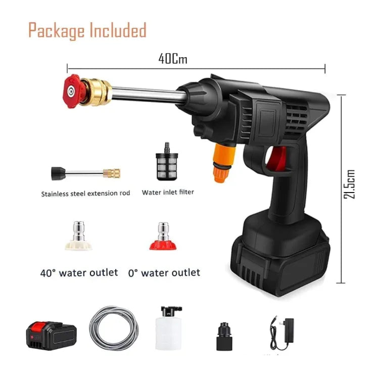 Rechargeable Lithium Electric Water Gun, Car Wash Water Gun, Power Car Washer, Portable Car Washer, 48HV, English Instruction Manual Included